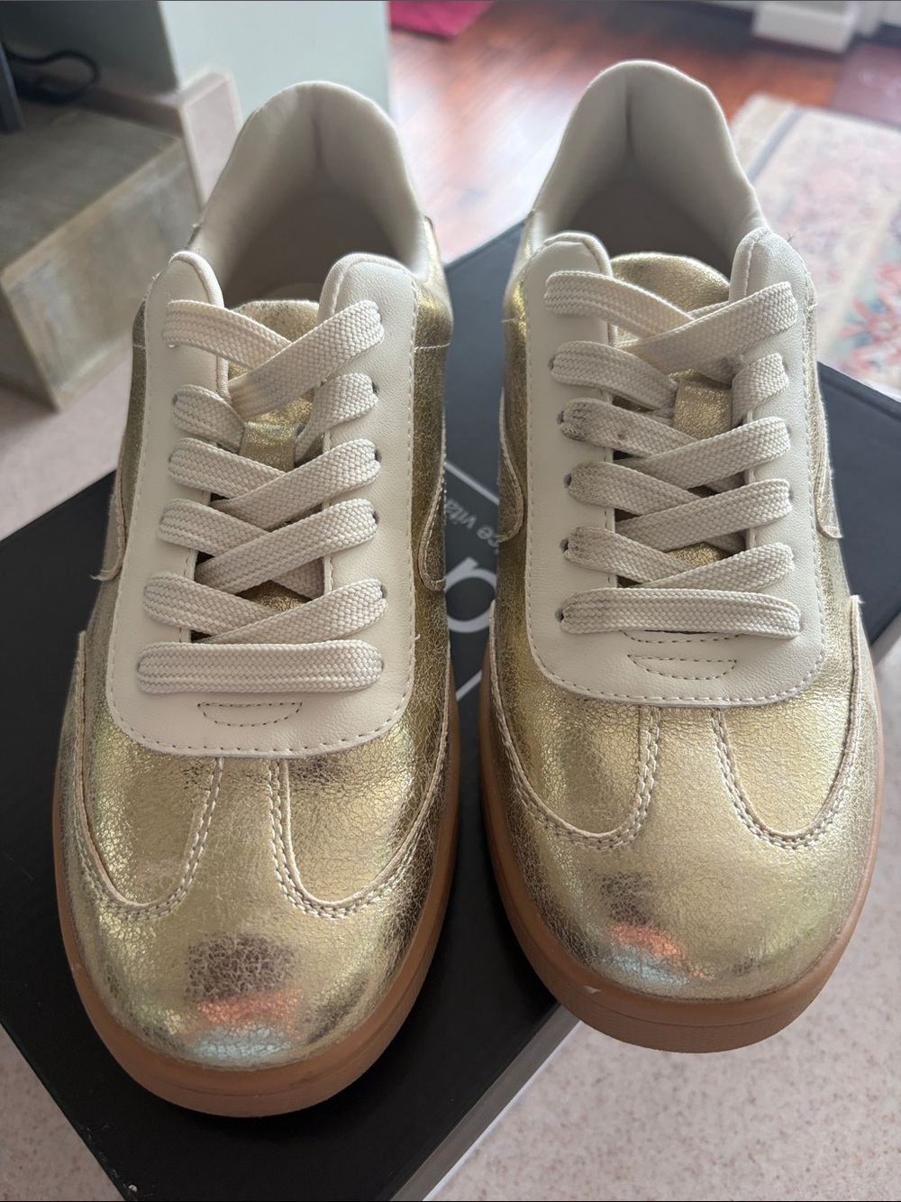 Dolce Vita Gold Metallic Sneakers with Cream Interior
